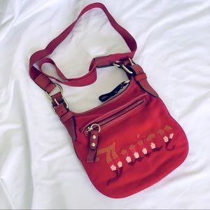 Juicy Couture Velour/Leather Trim Crossbody Bag